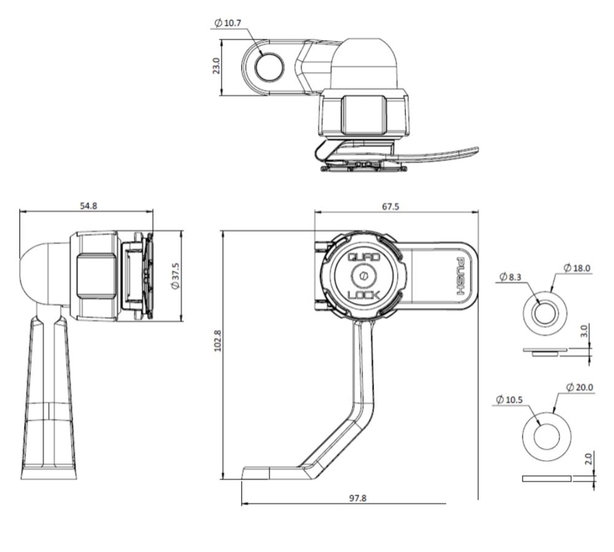 Suport Oglindă Moto Quad Lock - Fixare Sigură Smartphone