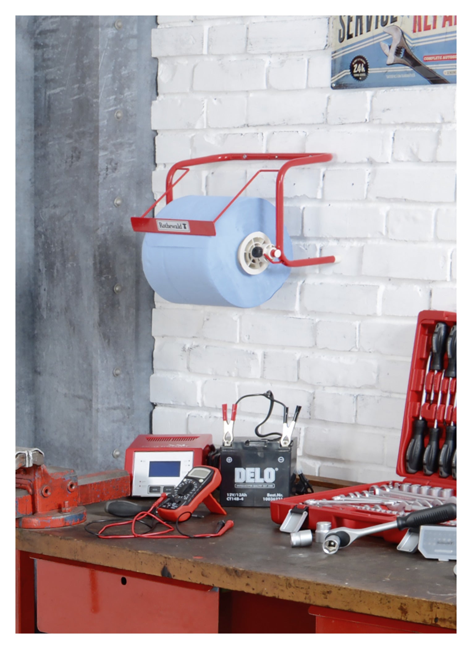 Suport Perete Role Hârtie + 2 Role Rothewald - Organizare Atelier