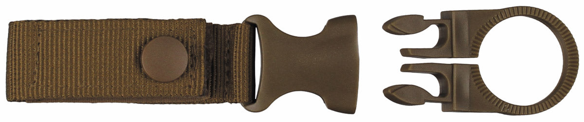 Suport Sticlă MOLLE/Curea Coyote Tan MFH - Sistem Click, Lungime 16 cm