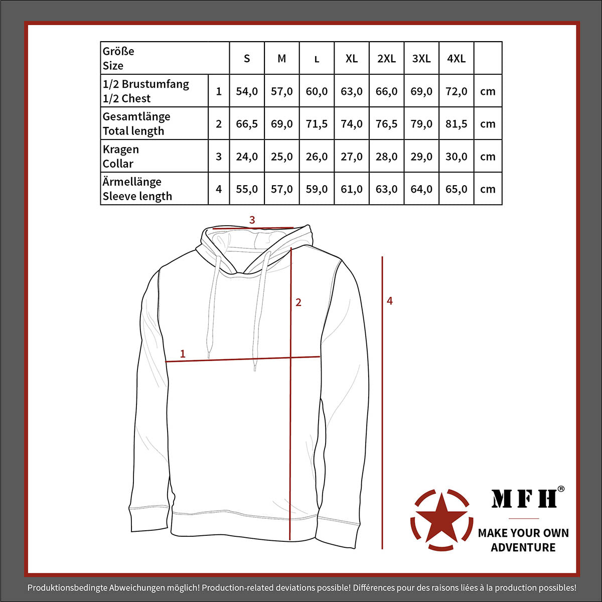 Sweatshirt cu Glugă Negru MFH - 340 g/m², 60% Bumbac