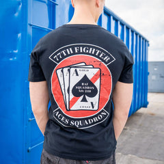 T-shirt 77th Aces Fighter Squadron Negru - Onorează Elita Cerului