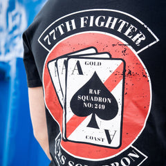 T-shirt 77th Aces Fighter Squadron Negru - Onorează Elita Cerului