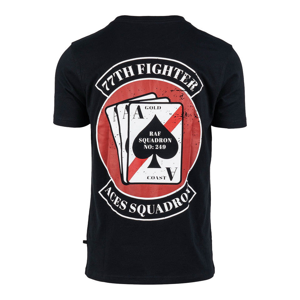 T-shirt 77th Aces Fighter Squadron Negru - Onorează Elita Cerului