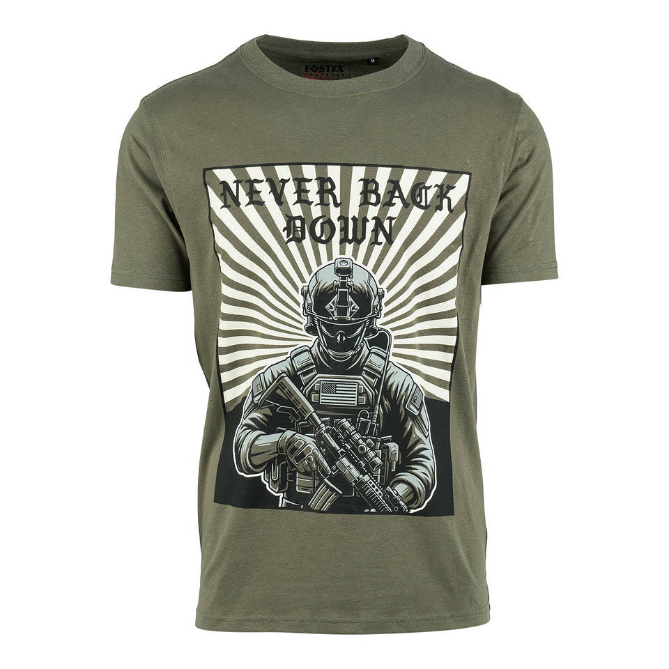 T-shirt Never Back Down Verde - Spirit Neînfricat și Confort Durabil