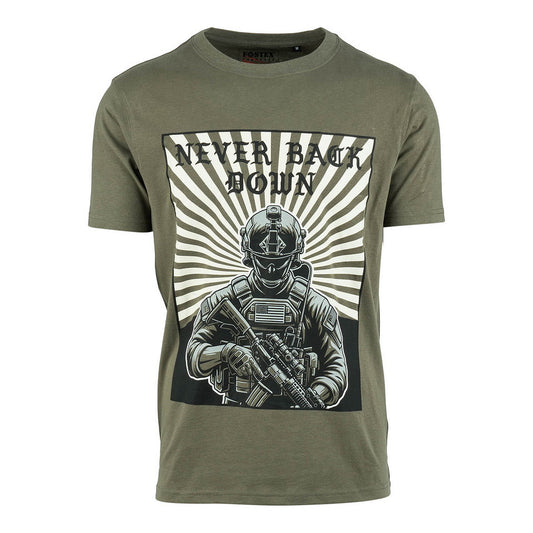 T-shirt Never Back Down Verde - Spirit Neînfricat și Confort Durabil
