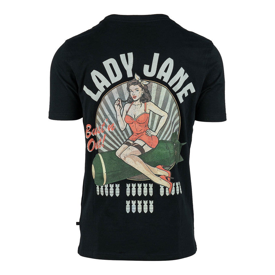 T-shirt Pin-up Lady Jane Negru - Stil Distinctiv și Confort Masculin