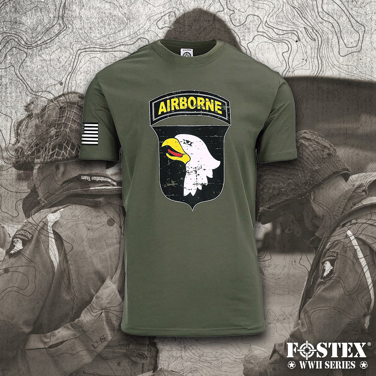 T-shirt USA 101st Airborne Verde Fostex® - Spiritul Eroilor Aeropurtați