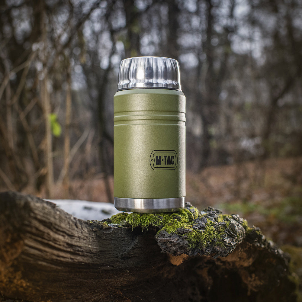 Termos M-Tac 750 ml Inox cu Lingură Pliabilă - Olive
