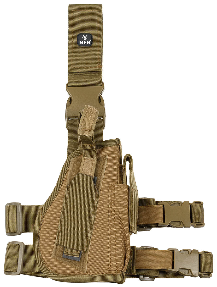Toc de Picior Pistol Coyote Tan MFH - Dreptaci, Curele Reglabile