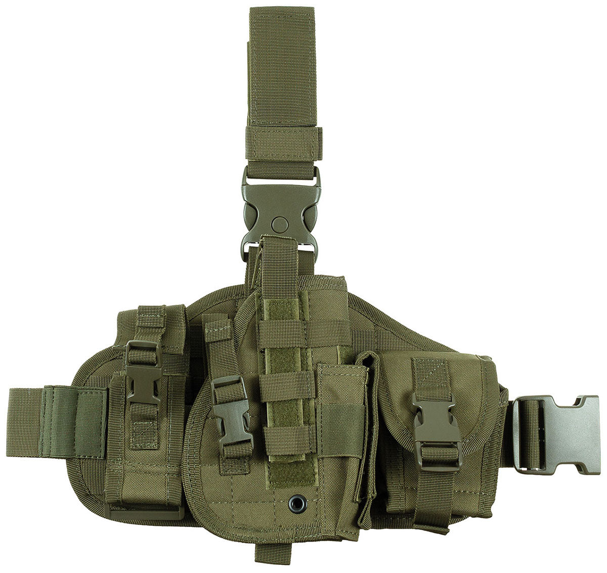 Toc Holster Picior MOLLE cu Buzunare Oliv MFH - Dreptaci, MOLLE