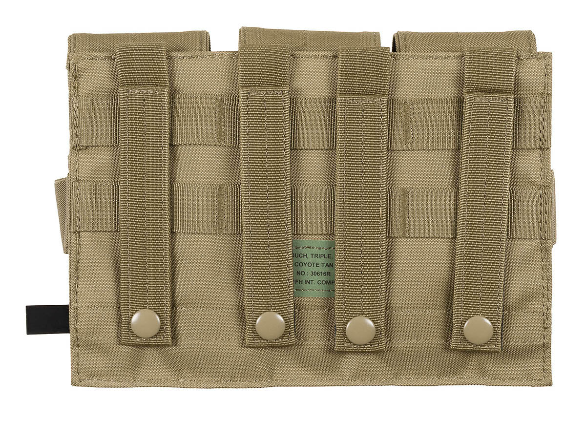 Toc încărcătoare Triplu MOLLE Coyote MFH - Capace Velcro, Prindere MOLLE