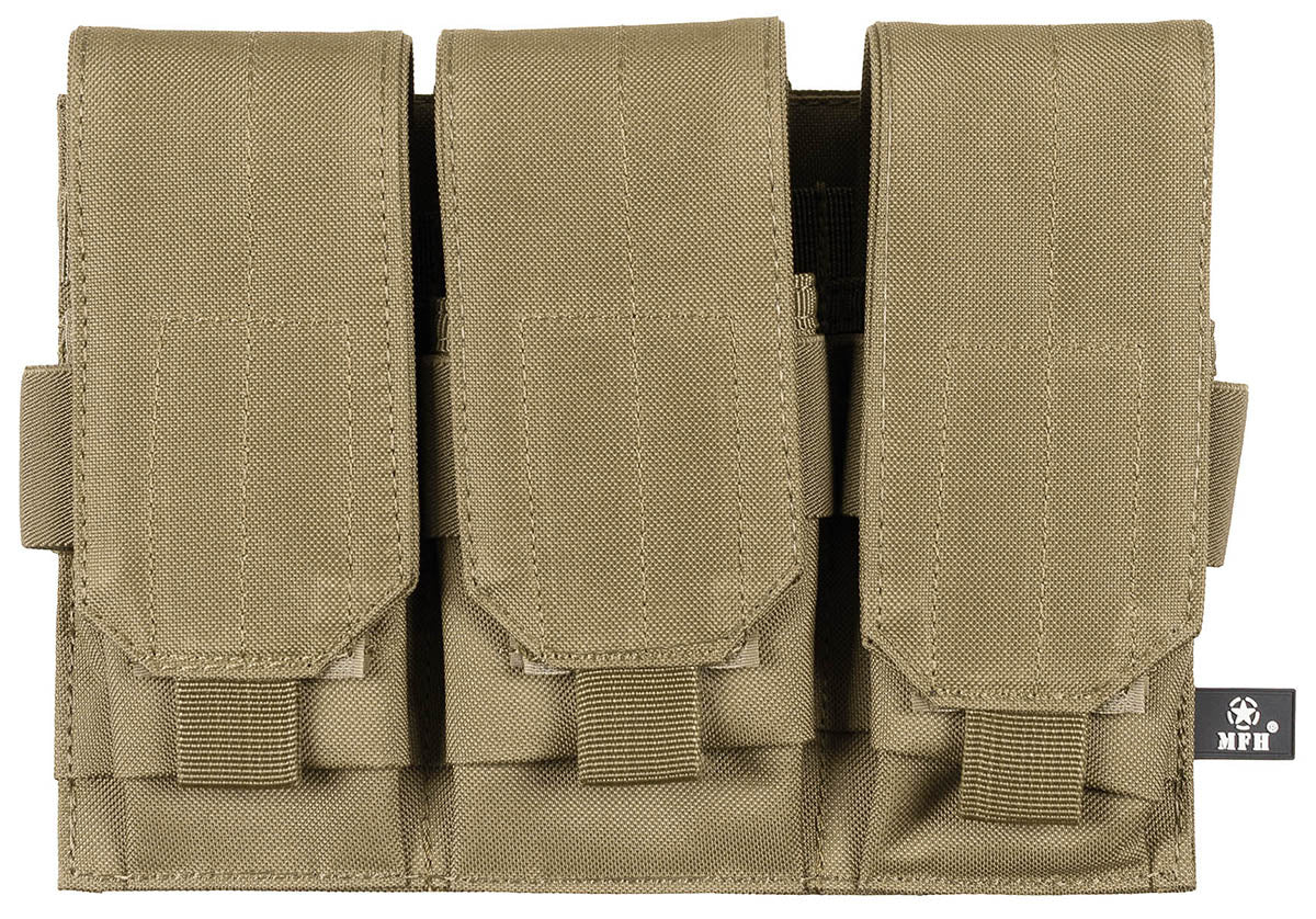 Toc încărcătoare Triplu MOLLE Coyote MFH - Capace Velcro, Prindere MOLLE