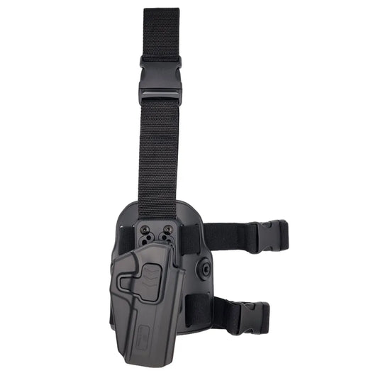 Toc pistol CZ P09 / P07 GUN FLOWER® tactic-operațional, drop-leg, negru, din polimer, cu retentie nivel II, optic ready, GF-PLP09A