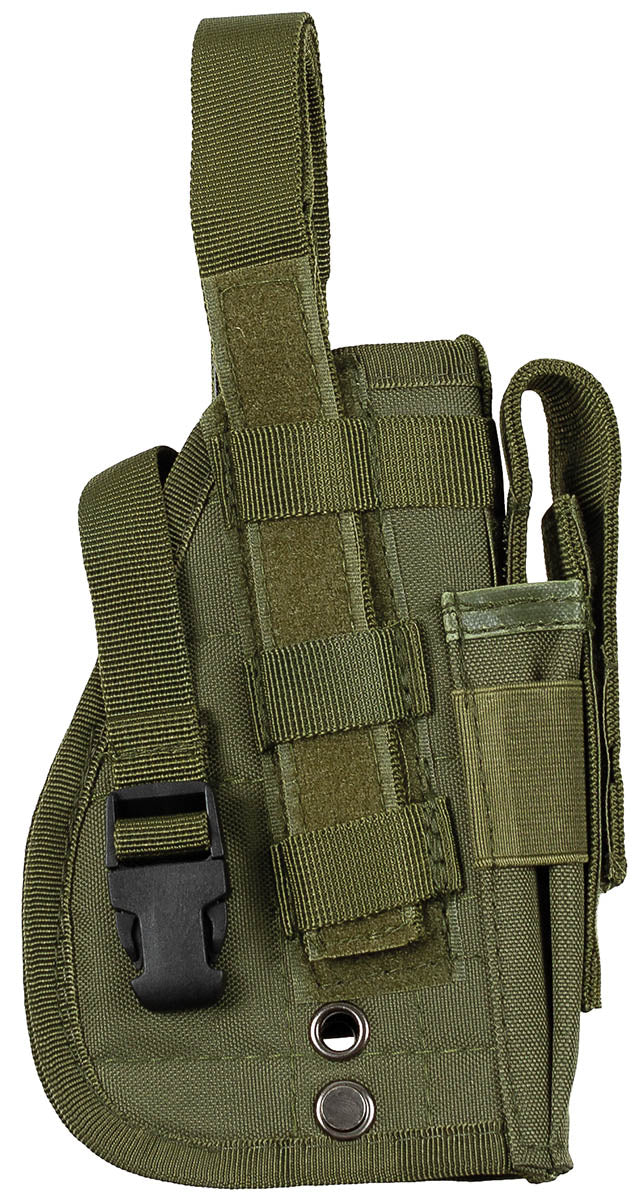 Toc pistol MOLLE, Dreapta, Oliv MFH - Inchidere ajustabila, Buzunar magazie