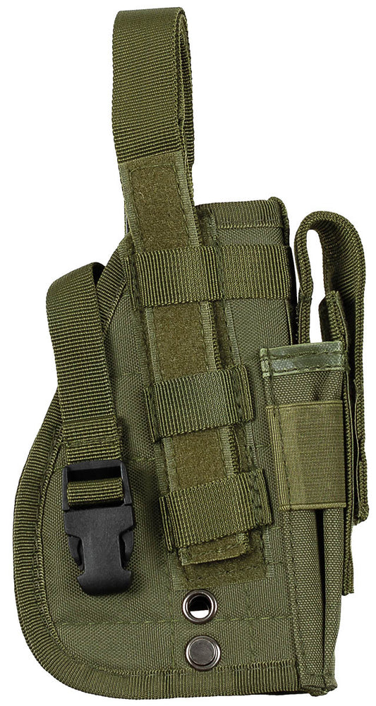 Toc pistol MOLLE, Dreapta, Oliv MFH - Inchidere ajustabila, Buzunar magazie