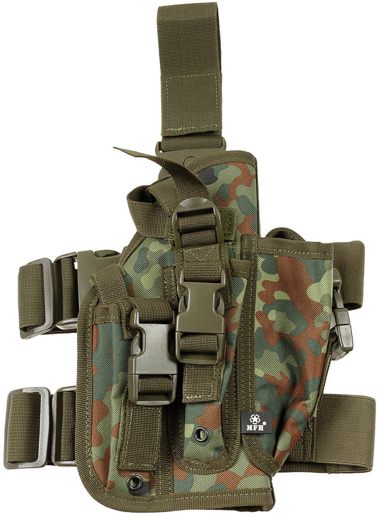 Toc Pistol Picior Flecktarn MFH - Pentru Dreptaci, Prindere Curea 6cm
