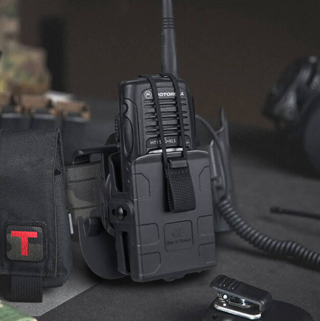Toc statie radio GUN FLOWER® din polimer, universal, negru, accepta o gama larga de statii radio, MOTOROLA, KENWOOD, HYTERA, BAOFENG, ICOM GF-PRP21