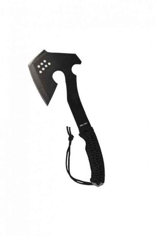 Topor Mil-Tec Paracord – Lamă 11 cm, Oțel 3Cr13MoV, Negru