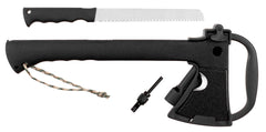 Topor Survival Negru FoxOutdoor - Oțel 3Cr13, Cuțit Integrat