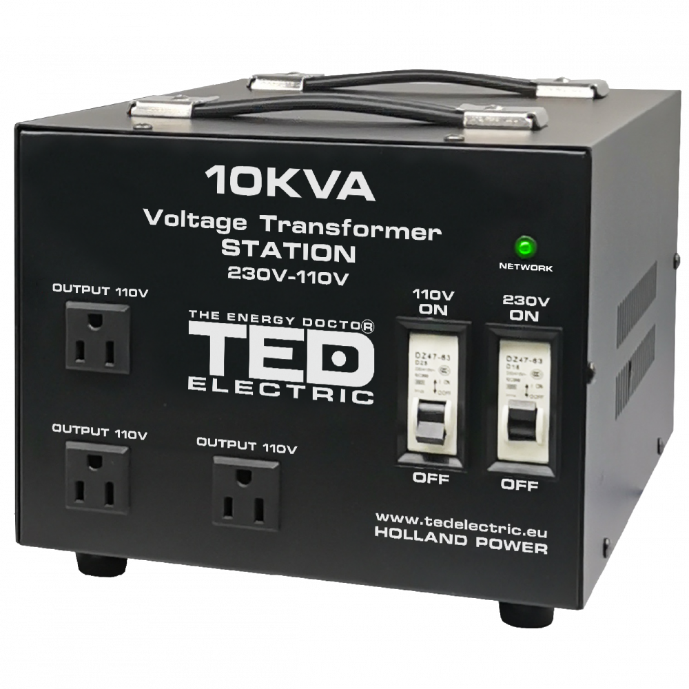 Transformator Tensiune 10kVA/8000W TED Electric - 220V/110V Reversibil - 2