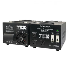 Transformator Tensiune 3000VA TED Electric - 220V/110V Reversibil, Sigur - 3
