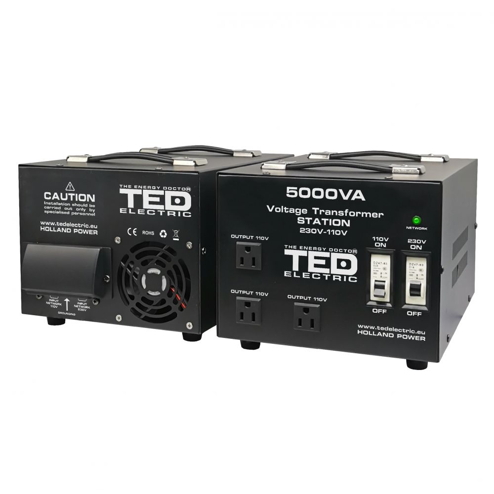 Transformator Tensiune Reversibil 5000VA 4000W TED Electric - 220V/110V - 3