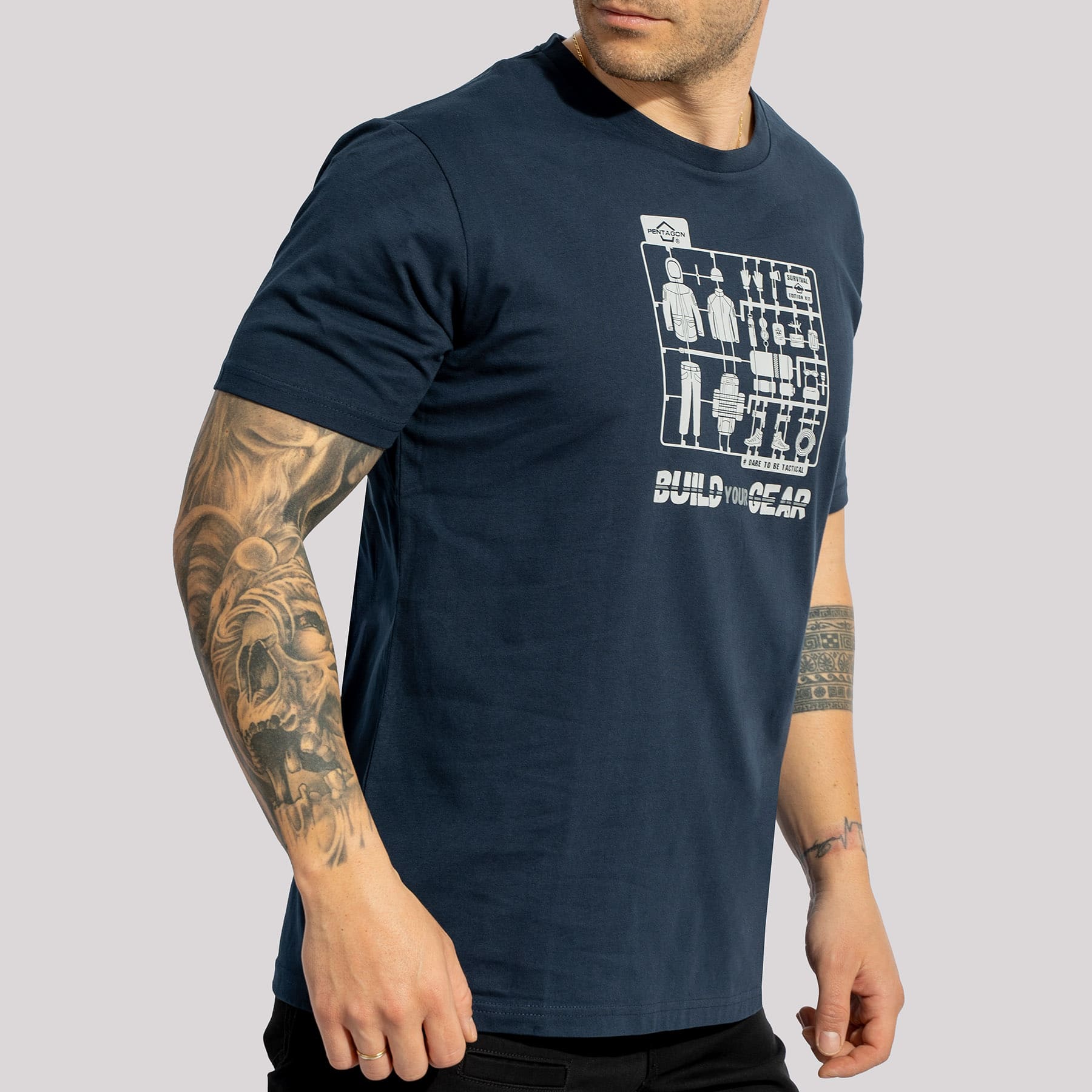 Tricou Ageron Build Your Gear -Bg Midnight Blue Pentagon Tactical - Confort Superior și Rezistență la Uzură