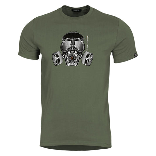 Tricou Ageron Gas Mask -Gm Olive Green Pentagon Tactical - Protecție Esențială și Fiabilitate Maximă