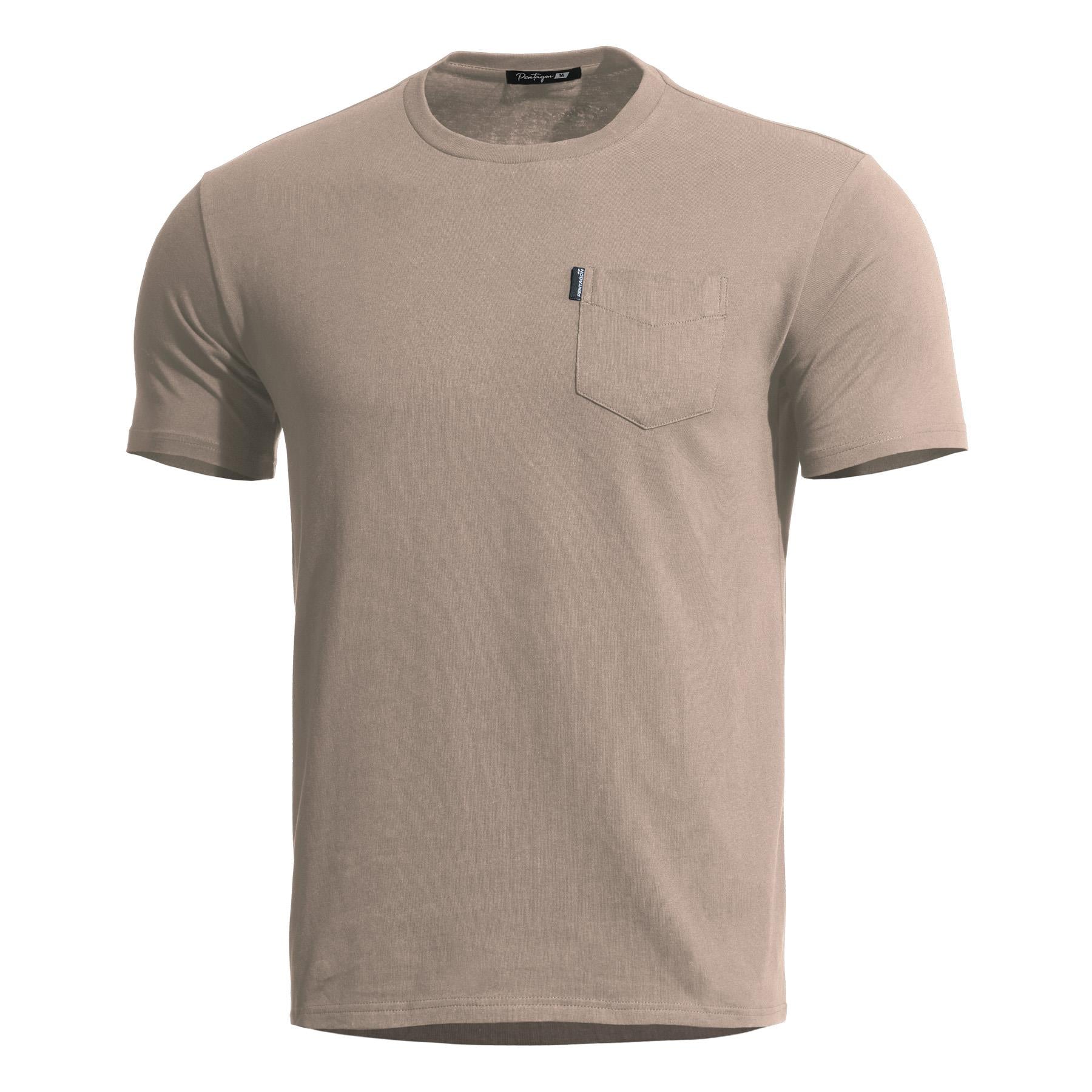 Tricou Ageron T-Shirt With Pocket -Po Khaki Pentagon Tactical - Performanță și Ventilație Optimă în orice Mediu