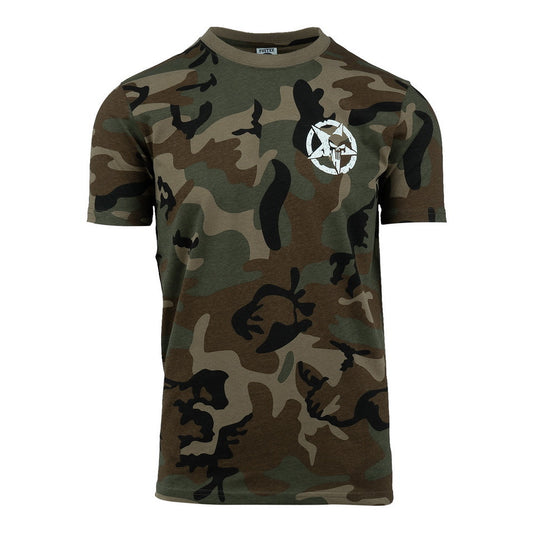 Tricou Allied Star - Punisher Camouflage Woodland Fostex® - Confort Tactic Superior