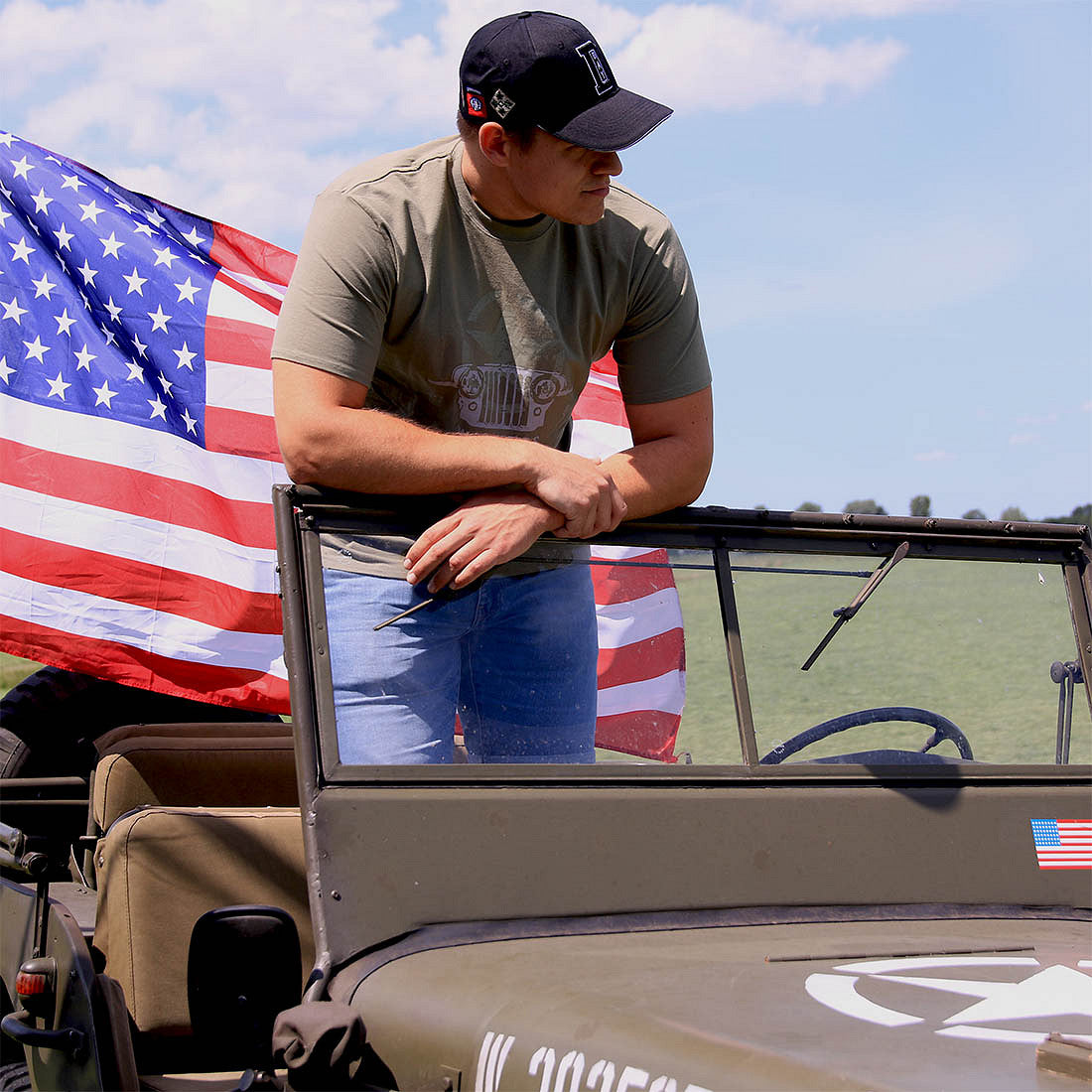 Tricou Allied Star - Willys Verde Fostex® - Spirit Autentic WWII