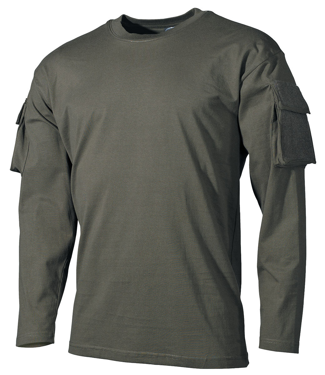 Tricou cu mânecă lungă US Oliv OD MFH - 100% Bumbac, 2 buzunare mâneci