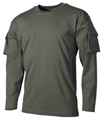 Tricou cu mânecă lungă US Oliv OD MFH - 100% Bumbac, 2 buzunare mâneci