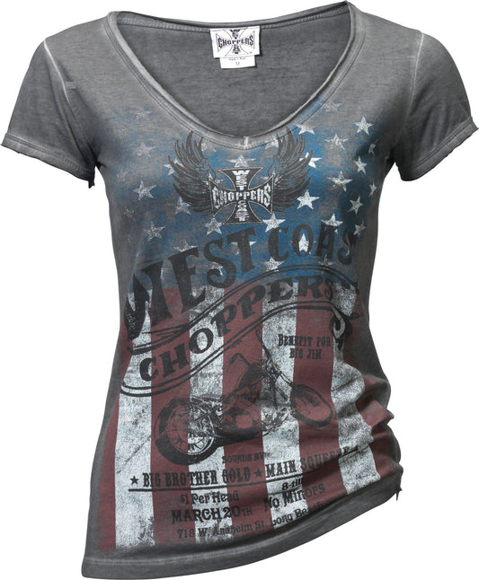 Tricou Damă American Pride West Coast Choppers - Vintage