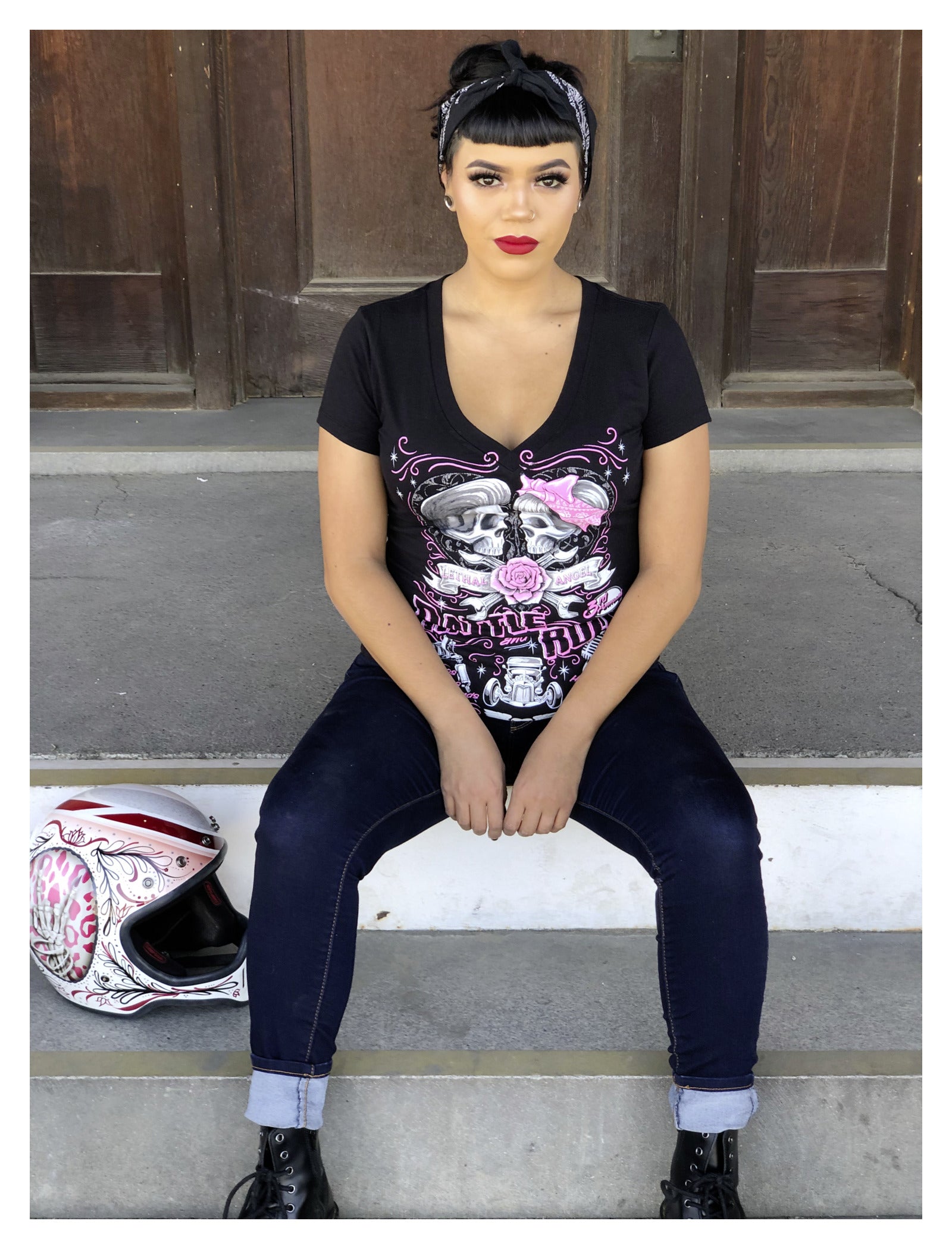 Tricou Femei Rattle & Roll Lethal Angel - V-Neck, Bumbac