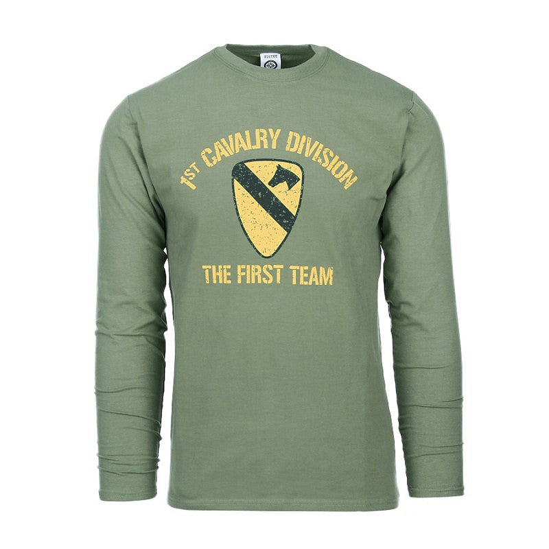 Tricou First Cavalry Division Mânecă Lungă Verde Fostex - Spiritul Cavaleriei