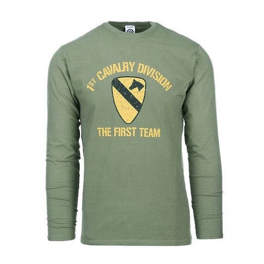 Tricou First Cavalry Division Mânecă Lungă Verde Fostex - Spiritul Cavaleriei