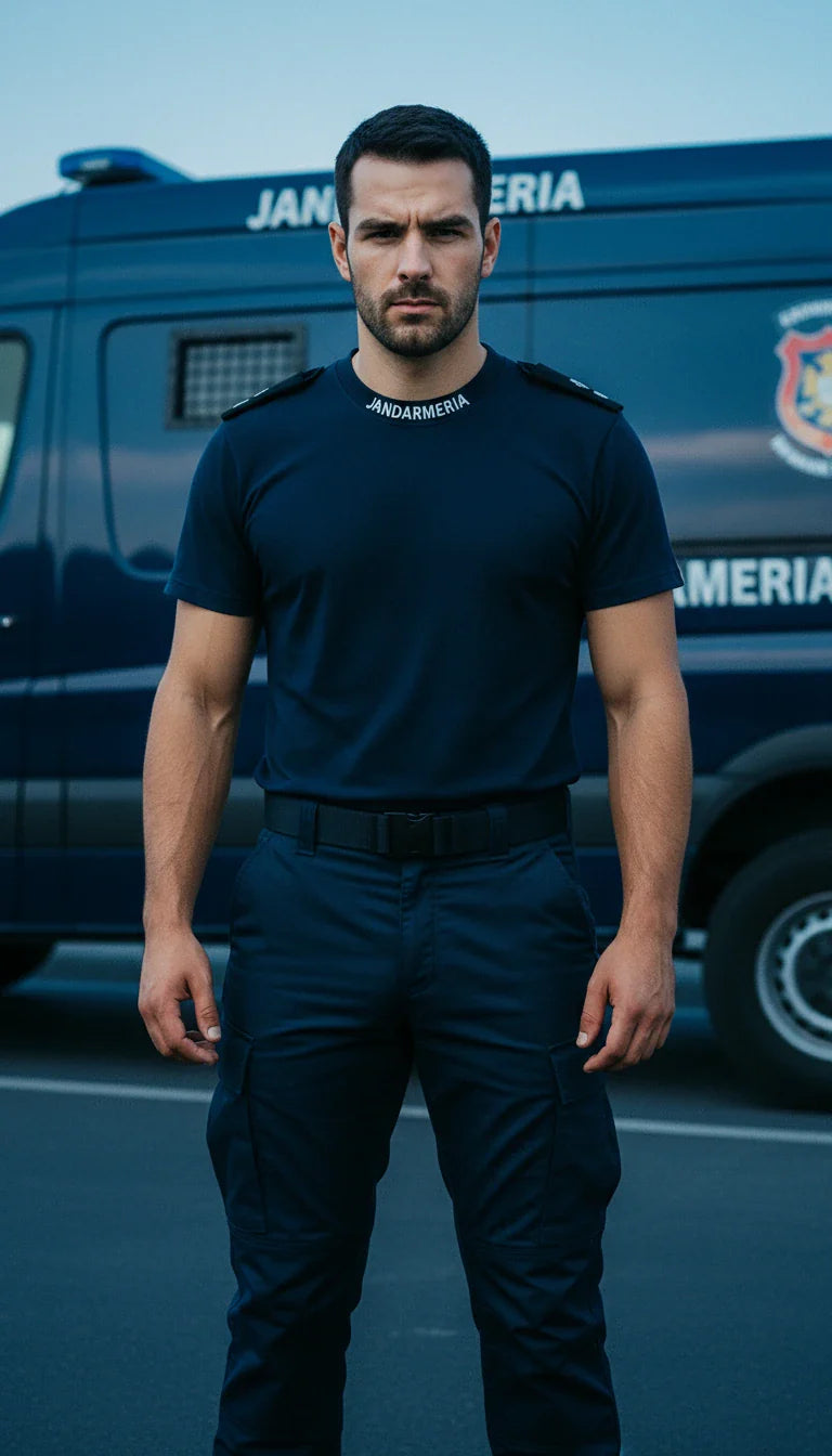Tricou Glat Bleumarin Jandarmeria Romana