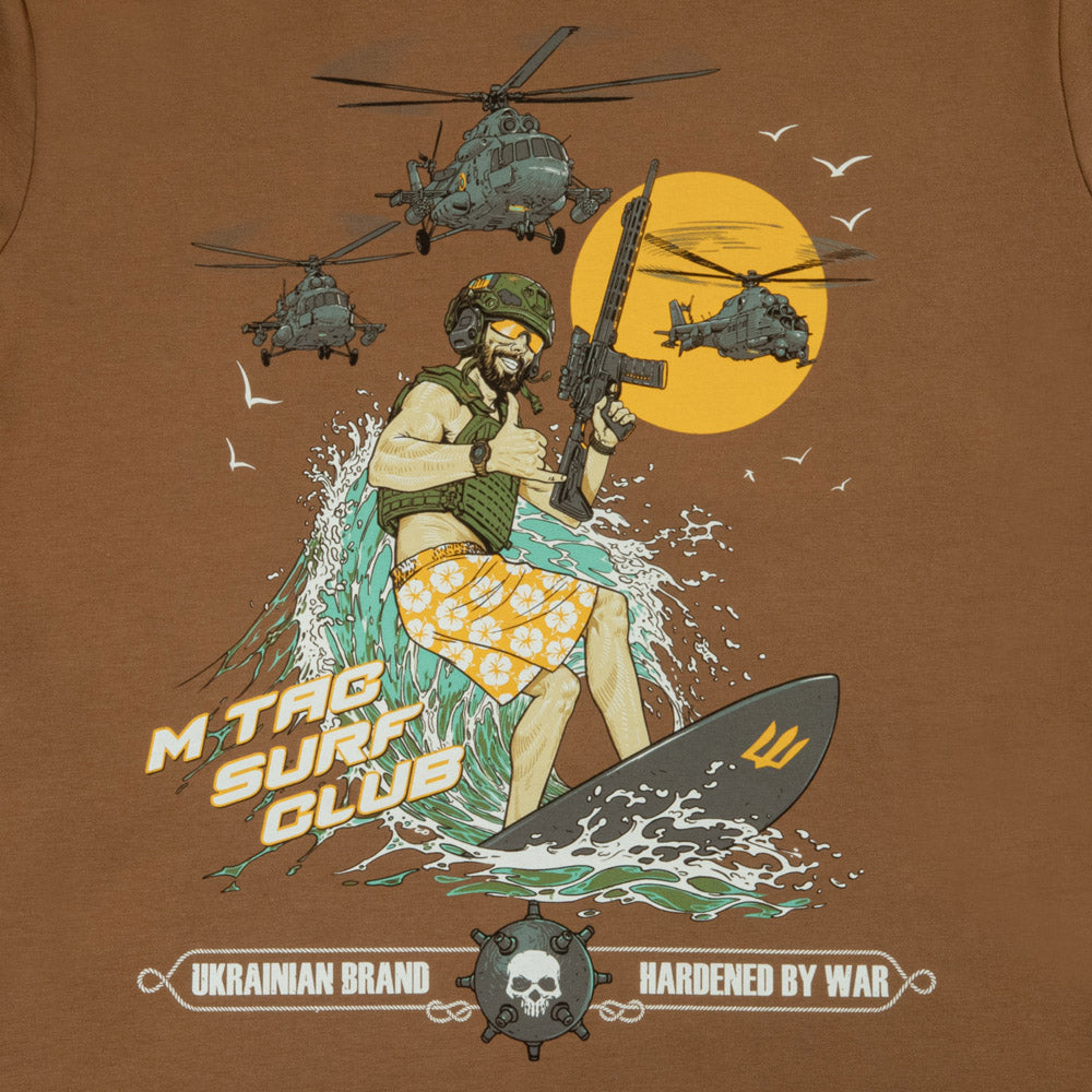 Tricou M-Tac Surf Club - Coyote Brown, Bumbac Elastic