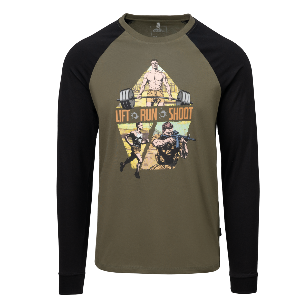 Tricou Mânecă Lungă Helikon-Tex "Lift, Run, Shoot" Olive Green