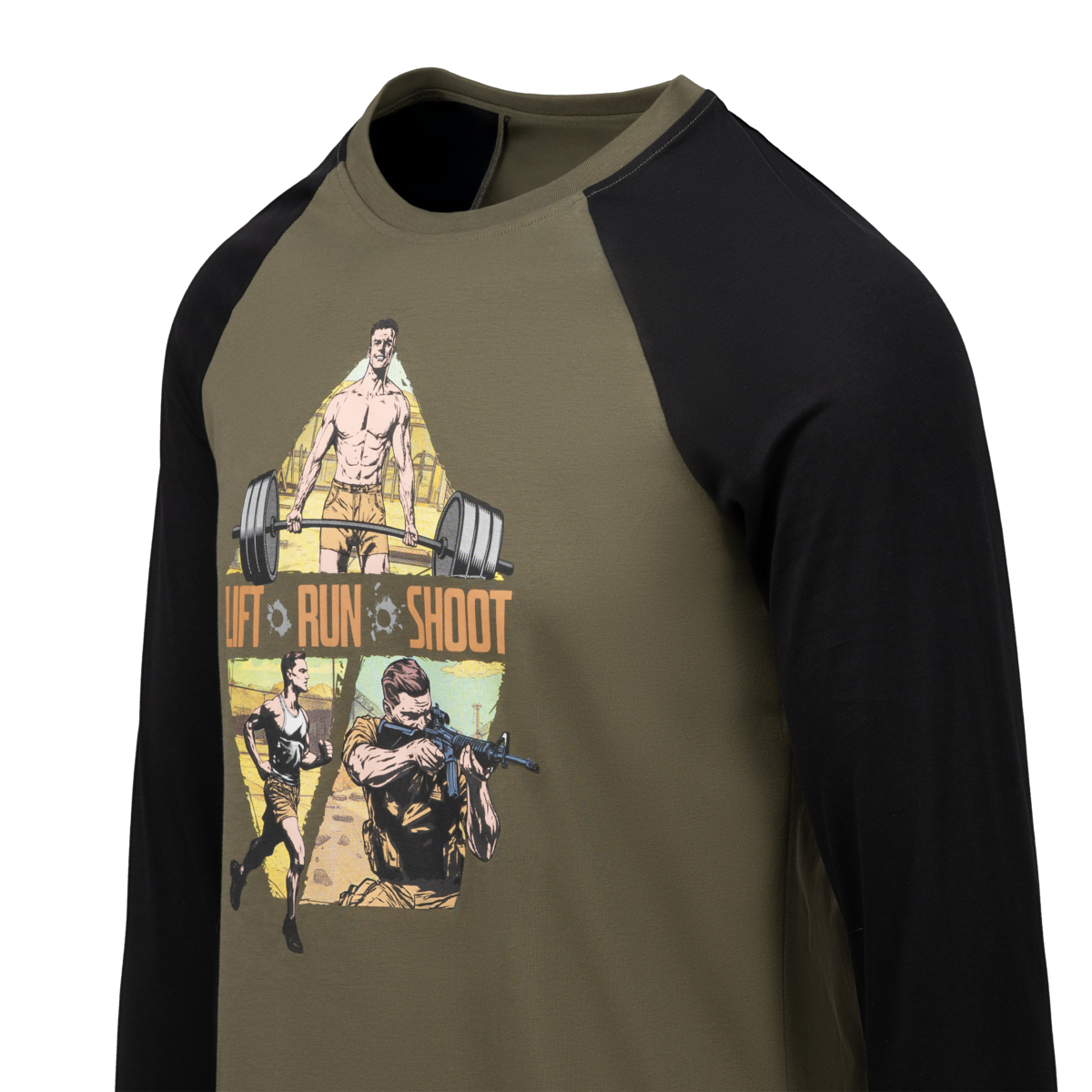 Tricou Mânecă Lungă Helikon-Tex "Lift, Run, Shoot" Olive Green