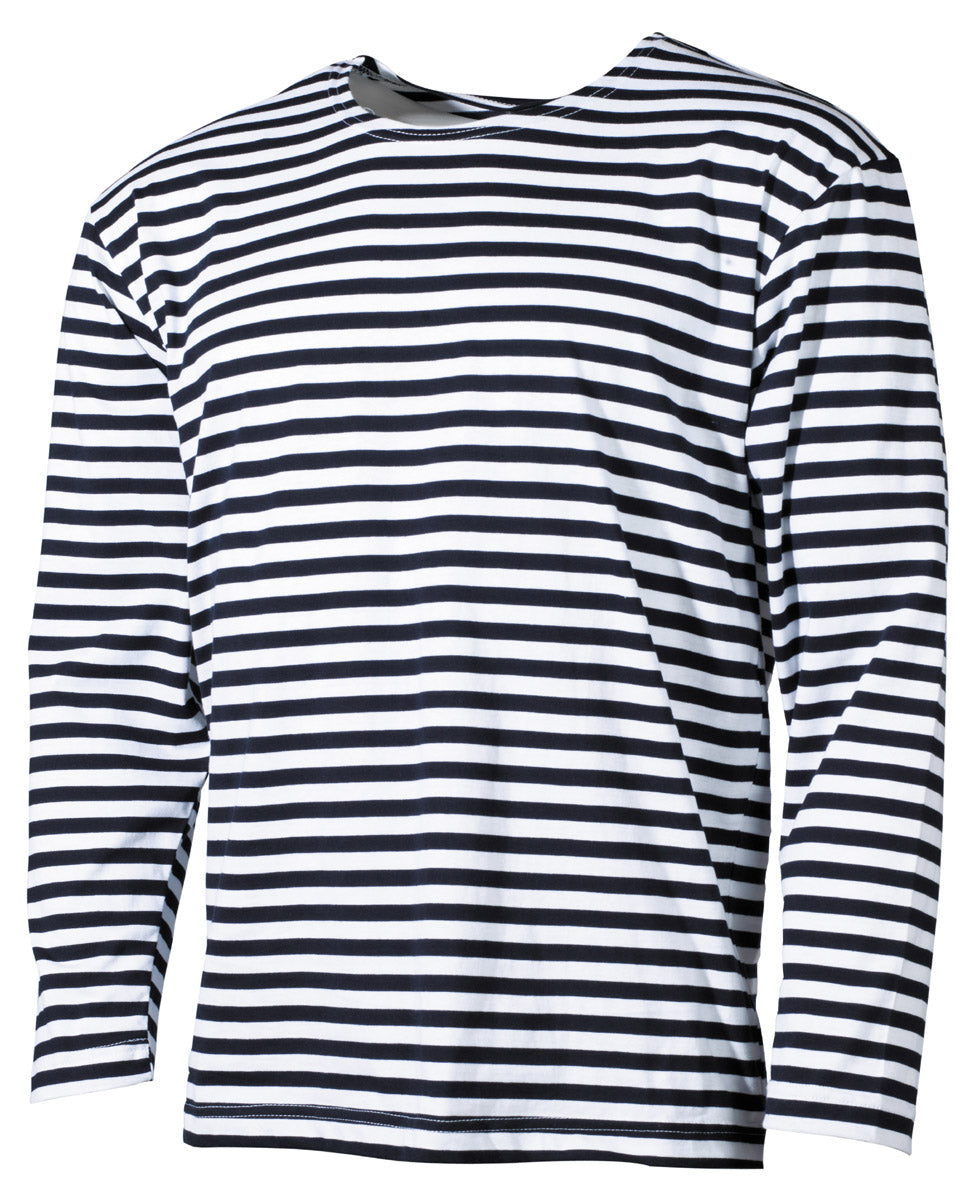 Tricou Mânecă Lungă Marinar Rus Alb-Albastru MFH - 100% Bumbac, Single Jersey