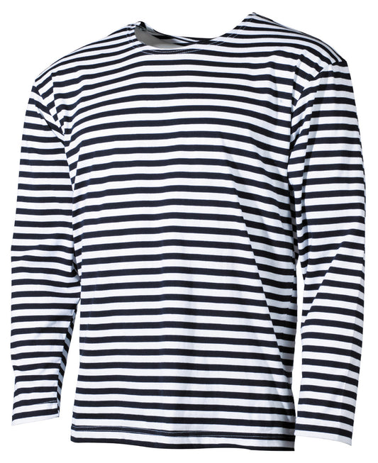 Tricou Mânecă Lungă Marinar Rus Alb-Albastru MFH - 100% Bumbac, Single Jersey
