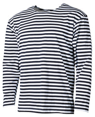 Tricou Mânecă Lungă Marinar Rus Alb-Albastru MFH - 100% Bumbac, Single Jersey