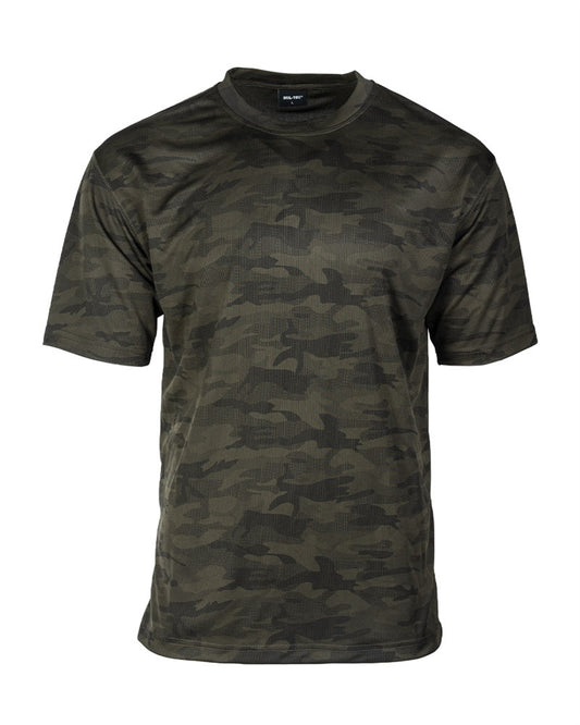 Tricou Mesh Mil-Tec – 100% Poliester, Uscare Rapidă, Woodland