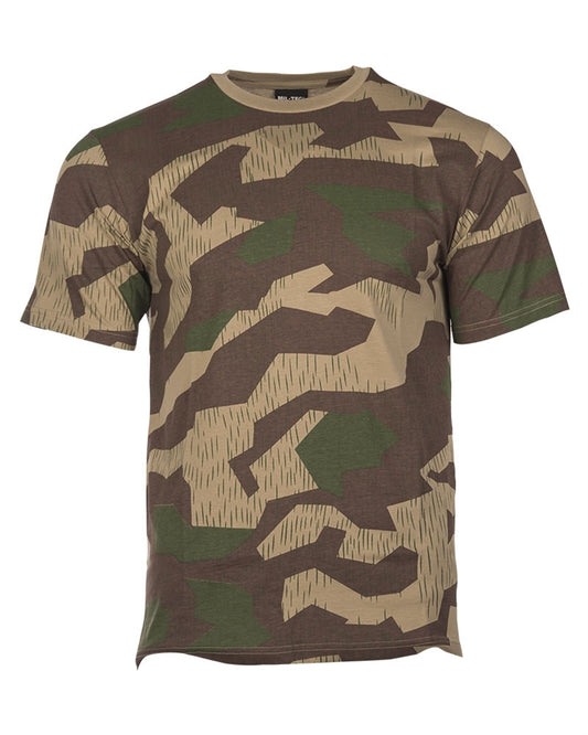Tricou Mil-Tec – 100% Bumbac, Single Jersey, Camuflaj Splinter
