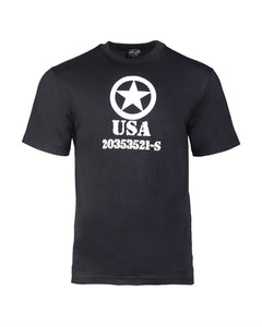 Tricou Mil-Tec Allied Star – 100% Bumbac, 145 g/m², Negru