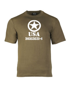Tricou Mil-Tec Allied Star – 100% Bumbac, 145 g/m², Oliv
