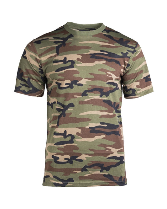 Tricou Mil-Tec Camuflaj Woodland – 100% Bumbac, 145 g/m²