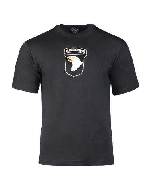 Tricou Mil-Tec Divizia 101 Aeropurtată – 100% Bumbac, Negru